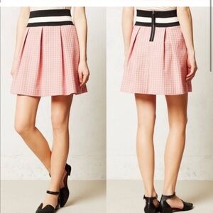 Anthropologie Maeve Ballad Swing Skirt Pleated Embroidered Geometric Print Small